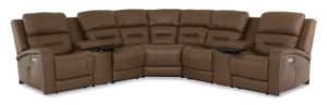 Washington Leather Power Reclining & Headrest Sectional