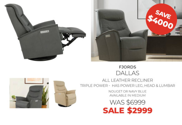 Fjords Dallas - Leather power recliner - save $4000