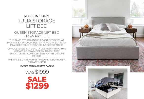 Style in Form - Julia Low profile Storage Lift bed