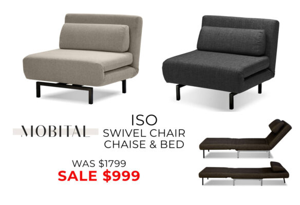Mobital ISO swivel chairs and convertible bed on sale