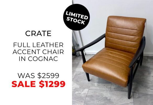 Crate - Cognac leather accent chair on sale, limited stock