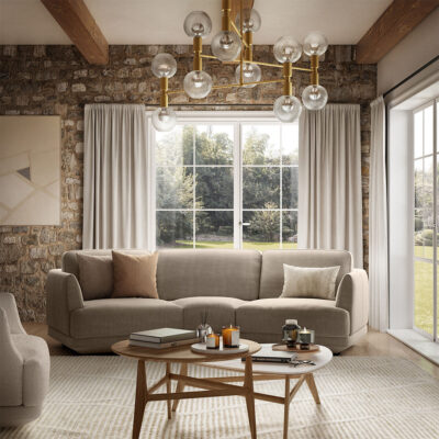 Natuzzi Carter sofa, shown in fabric and smaller size