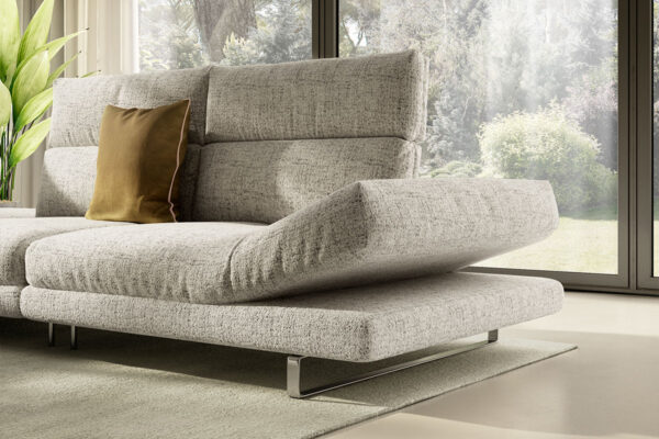 Natuzzi Roma - in grey fabric, and showing detail of adjustable arm