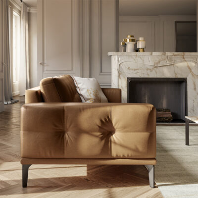 Natuzzi toledo sofa, a side view showing tufting details