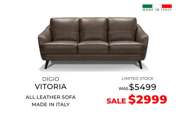 Luxurious Italian-made brown leather sofa, stylish and comfortable design, perfect for modern living rooms.
