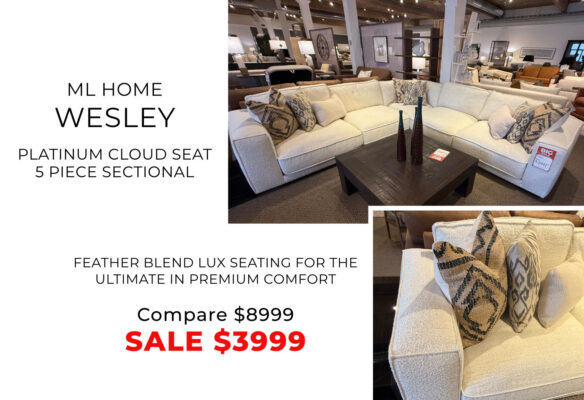 Wesley - 5 piece Cloud sectional. Compare at $8999 now only $3999